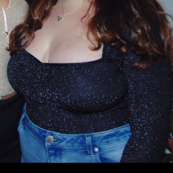 Black sparkly long sleeve body suit - Picture 2 of 4